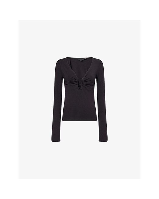 GOOD AMERICAN Black U-Wire Long-Sleeve Jersey Top