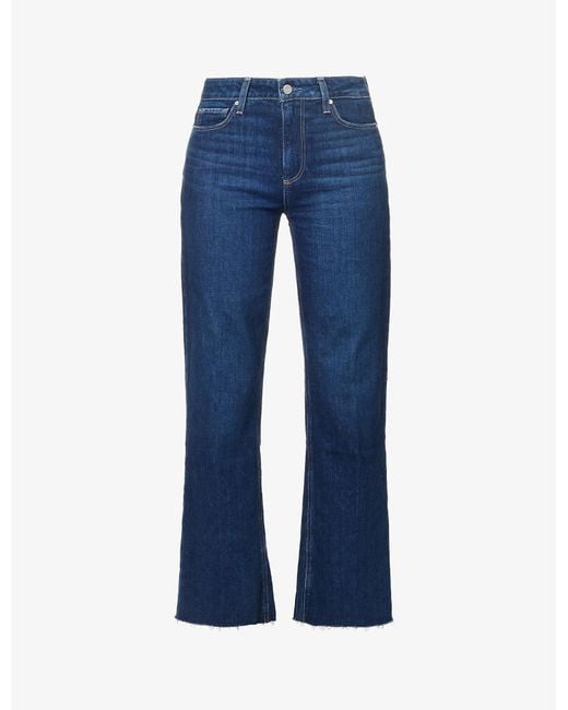 PAIGE Denim Leenah Raw-ankle Slim-fit Mid-rise Jeans in Blue | Lyst