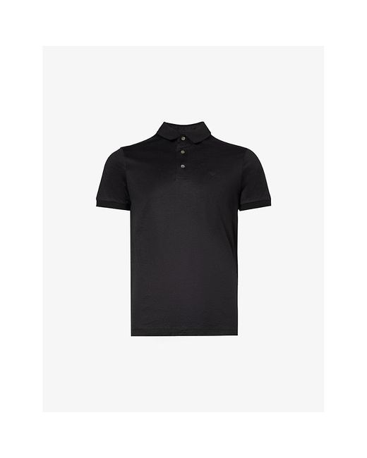 Emporio Armani Black Logo-embroidered Jersey Polo Shirt Xx for men
