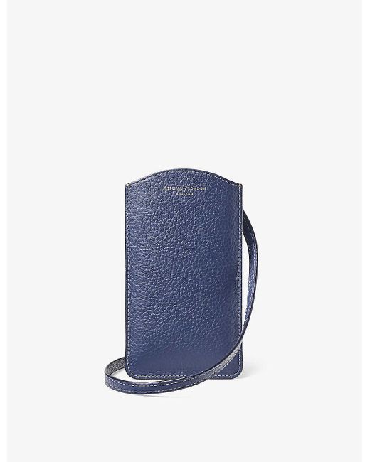 Aspinal Blue London Grained-leather Phone Case