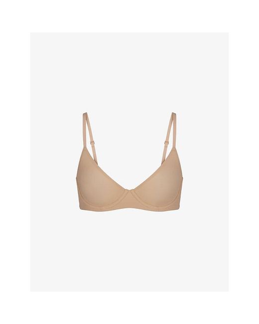 Skims White Fits Everybody Unlined Stretch-Woven Bra