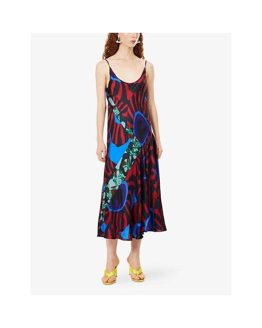Dries Van Noten Blue Dibelle Satin Slip Dress