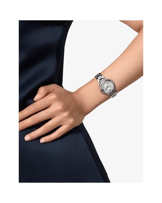 Cartier White Crw4Bb0021 Ballon Bleu De And 0.05Ct Diamond Mechanical Watch