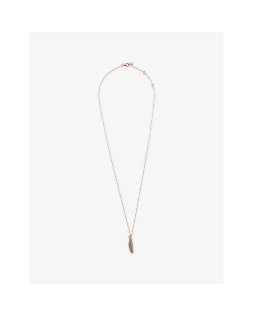 Kismet by Milka White Raven Feather Midi 0.04Ct Diamond Pendant Necklace