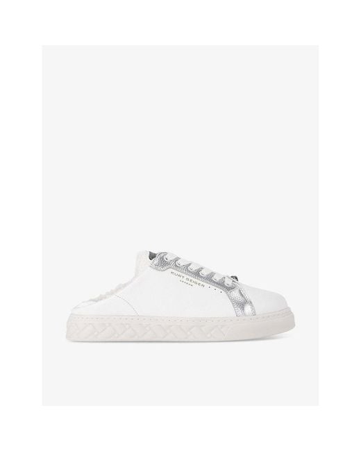 Kurt Geiger White Kensington Backless Leather Trainer Mules