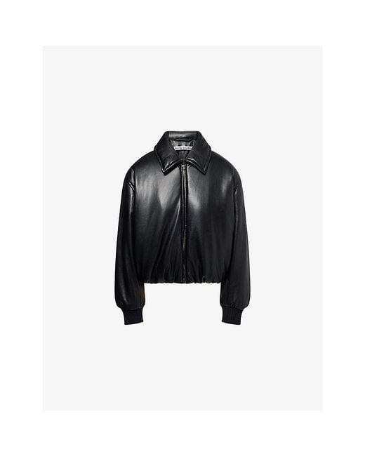 Acne Studios Women's Black Padded Relaxed-Fit Faux-Leather Jacket