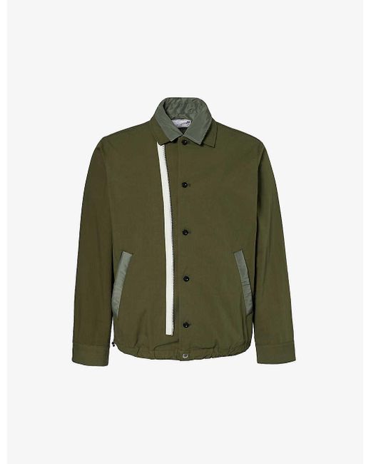 Sacai Green Funnel-neck Padded Cotton-blend Regular-fit Jacket for men
