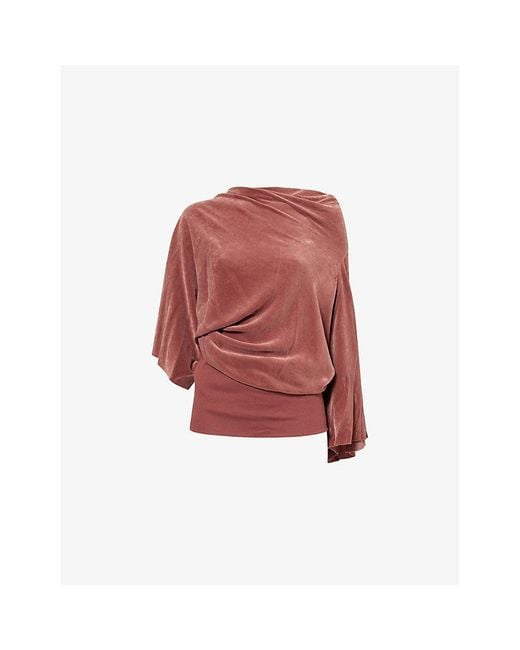 Rick Owens Red Cylinder Draped Woven Top
