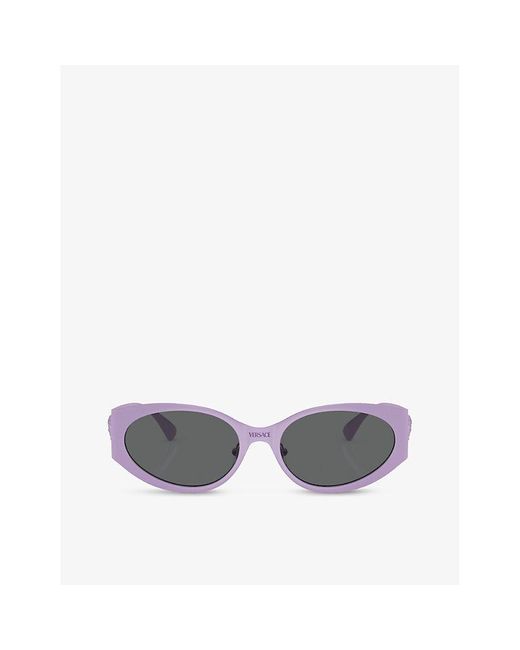 Versace Gray Ve2263 Oval-frame Acetate Sunglasses