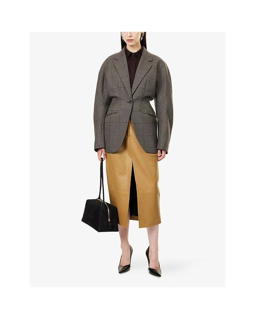 Mugler Gray Hourglass Tailored Wool Blazer