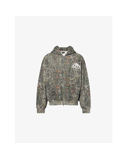 GODMADE Gray Rhinestone Cotton Hoodie for men