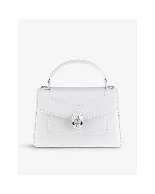 BVLGARI White Serpenti Forever Leather Top-handle Bag
