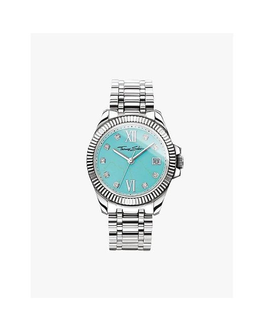 Thomas Sabo Blue Wa0317-201-215 Stainless-Steel And Cubic Zirconia Quartz Watch