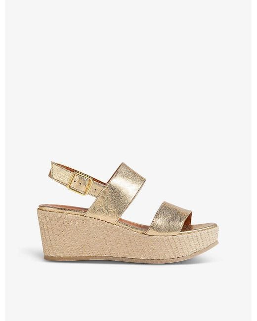 L.K.Bennett Natural Adriana Double-strap Leather Espadrille Wedges
