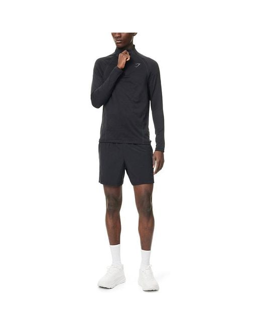 GYMSHARK Blue Apex Seamless 1/4 Zip Stretch-Woven Top for men