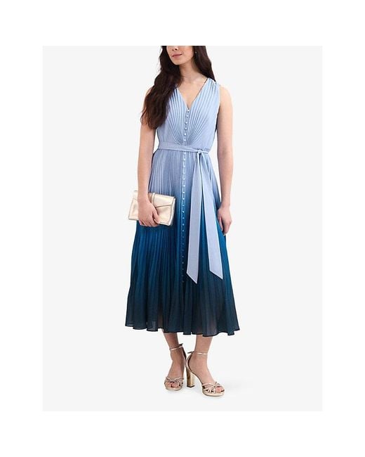 Phase Eight Blue Mira Ombré-Print Woven Midi Dress