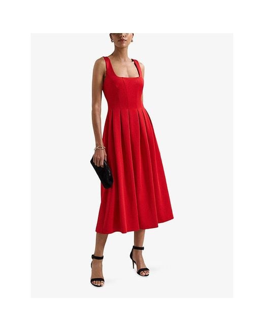 Phase Eight Red X Goodwood Racecourse Katie Woven Midi Dress