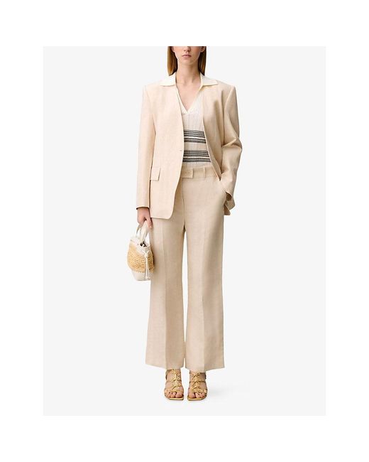 Claudie Pierlot Natural Flared Mid-Rise Woven Trousers