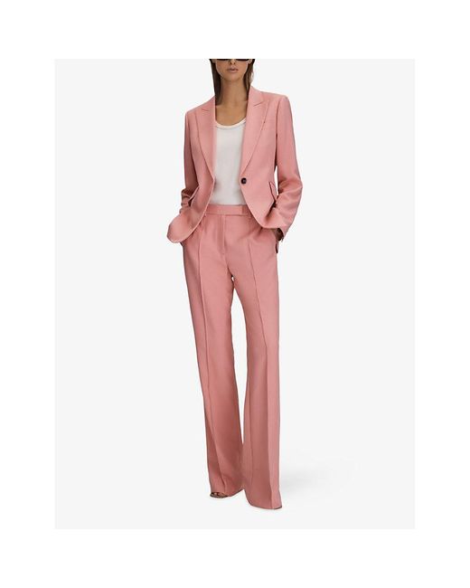 Reiss Pink Millie Flared-leg High-rise Woven Trousers