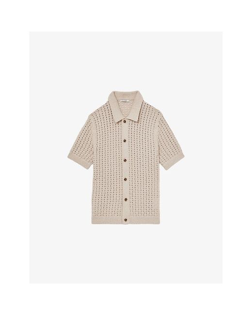 Reiss Natural Toby Basketweave-Knit Stretch Cotton-Blend Shirt for men