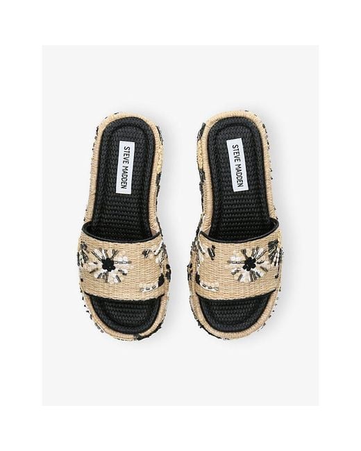 Steve Madden Metallic Decor Embroidered Raffia Mules