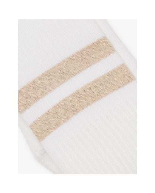 Falke White Dynamic Stripe-Trim Stretch-Cotton Socks for men