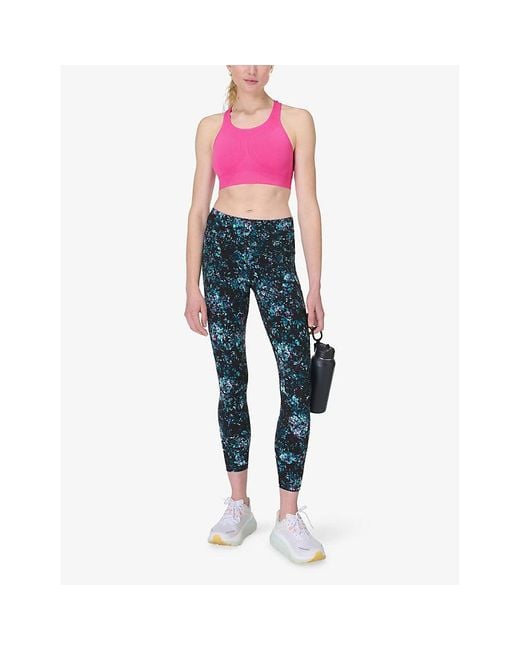 Sweaty Betty Blue Power 7/8 Graphic-Print High-Rise Stretch-Jersey Leggings