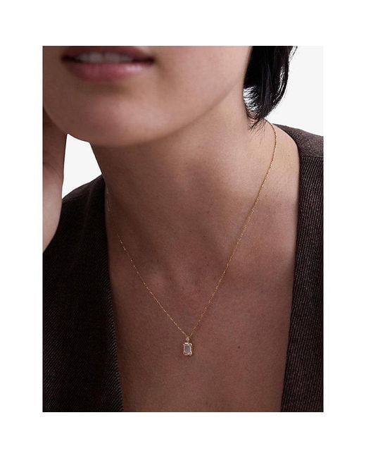 Astley Clarke Metallic Large Emerald Cut 1.03Ct Diamond 14Ct Pendant Necklace