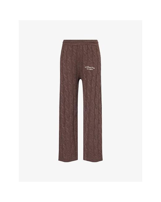 Sporty & Rich Brown X Le Bristol Paris Faubourg Cable-Knit Cashmere And Wool-Blend Trousers