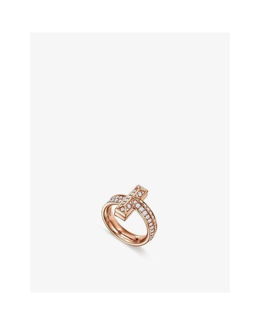 Tiffany & Co White T1 Wide 18Ct Rose- And 0.54Ct Brilliant-Cut Diamond Ring