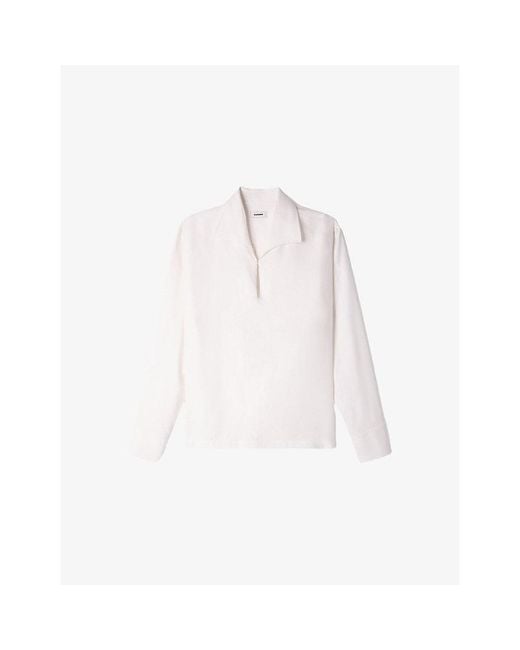 Sandro White Collared Tunic-Effect Woven Shirt for men