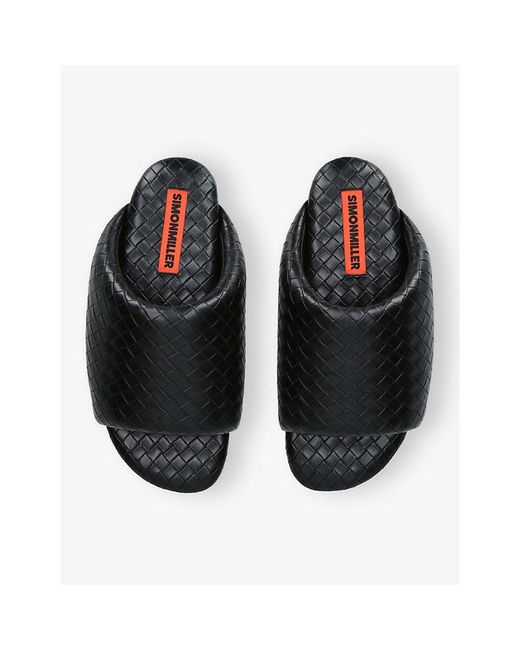 Simon Miller Black Woven Leather Sliders