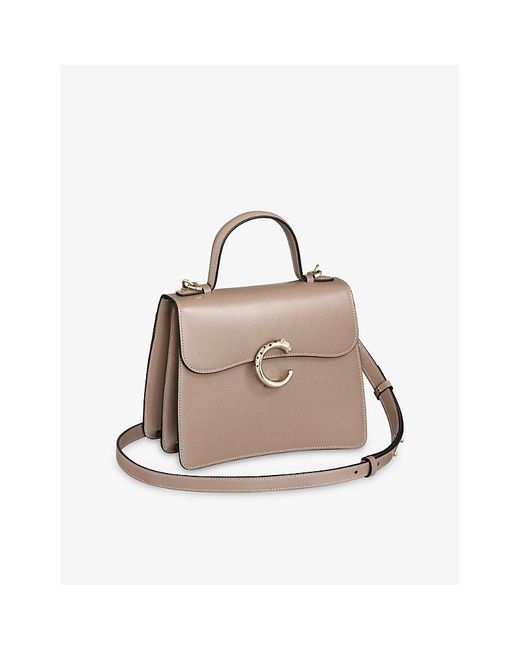 Cartier Natural Panthère De Small Leather Top-Handle Bag