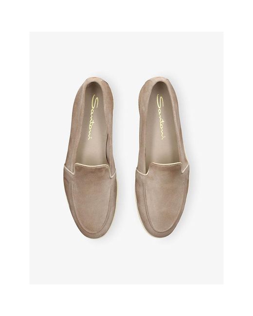 Santoni Natural Malibu Suede Loafers