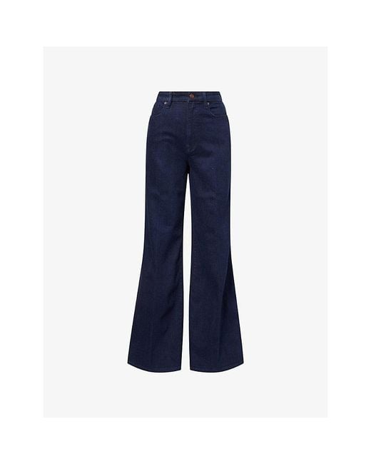 GOOD AMERICAN Blue Good Waist Wide-Leg Denim Jeans
