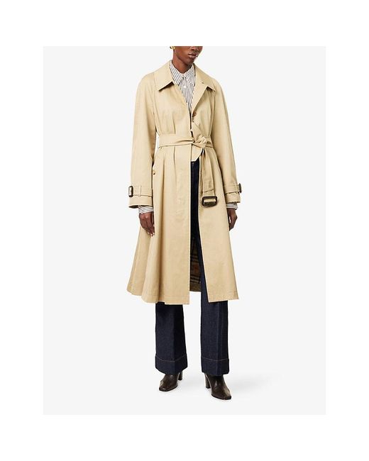 Burberry Natural Ellingham Flared Cotton Trench Coat