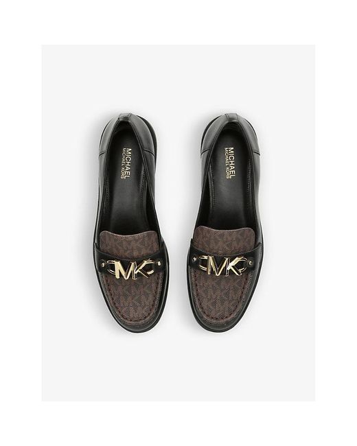 MICHAEL Michael Kors Black Teigan Logo-embellished Leather Loafers