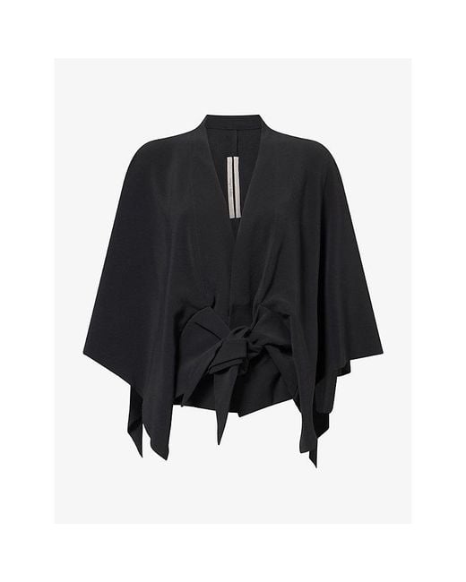 Rick Owens Black Half-Moon Tie Woven Top