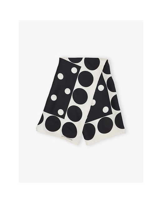 Dries Van Noten Black Polka Dot-Print Silk Scarf