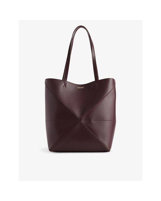 Loewe Brown Puzzle Fold Medium Leather Tote Bag