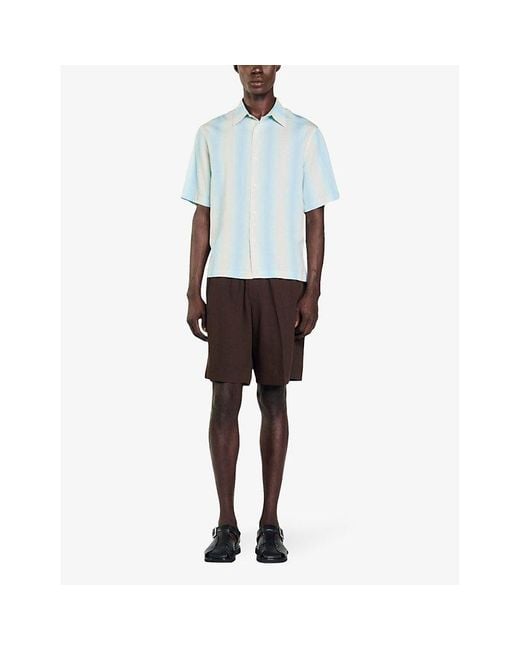 Sandro Blue Stripe-print Relaxed-fit Woven Shirt for men