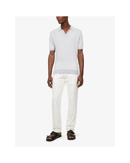 Orlebar Brown White Horton Contrast-Trim Cotton-Blend Polo Top for men