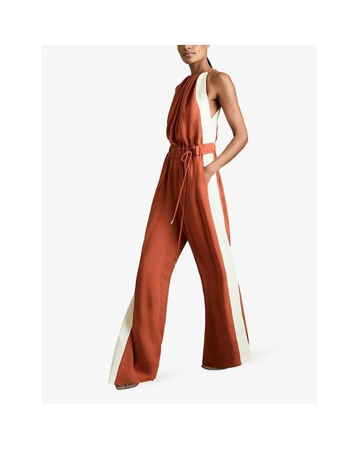 Reiss Orange Inez Side-Stripe Woven Jumpsuit