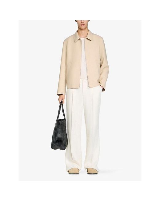 Sandro Natural Zip-Up Regular-Fit Wool-Blend Jacket for men