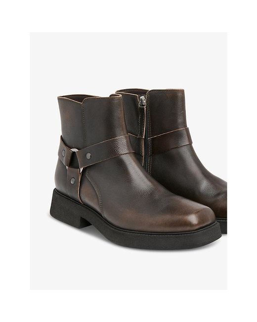 Whistles Brown Matteo Burnished Leather Heeled Ankle Boots