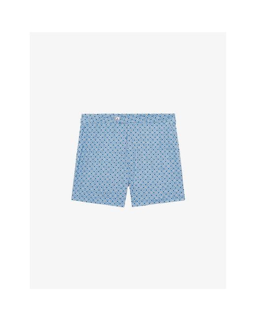 Reiss Blue Caprio Geometric-Print Swim Shorts for men