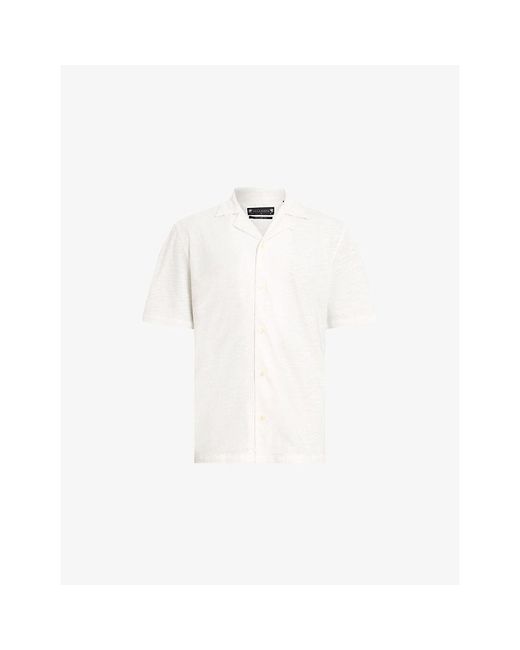 AllSaints White Robson Notched-Collar Cotton Shirt for men