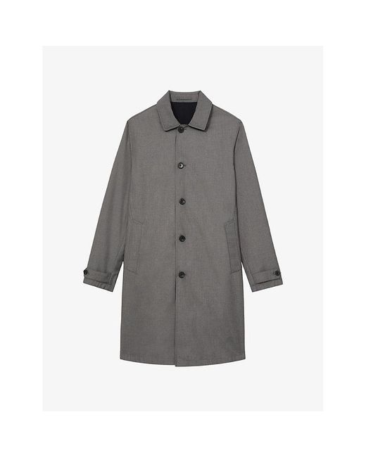 Reiss Gray Vital Reversible Mid-Length Woven Coat for men