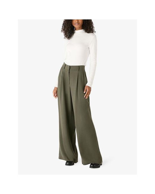 OMNES Green Cumin High-rise Relaxed-fit Stretch-woven Trousers