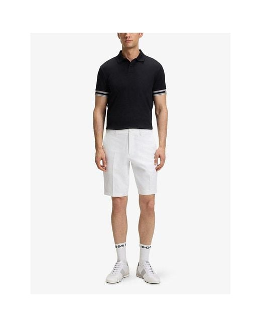 Boss White Straight-Leg Slim-Fit Stretch-Woven Shorts for men